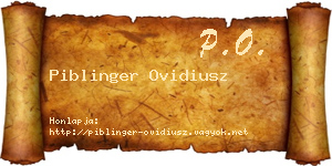 Piblinger Ovidiusz névjegykártya