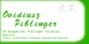 ovidiusz piblinger business card
